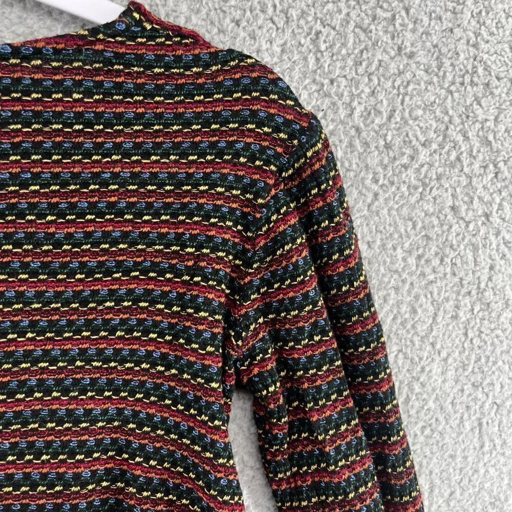 Anthropologie eri + ali woven striped long sleeve cropped top balloon sleeve XXS